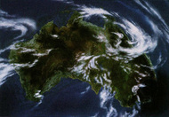 Immagine aerea dell'Australia dopo la caduta della colonia spaziale. - fonte immagine: <a href="/immagini/ms_era_01.htm">MS Era</a>